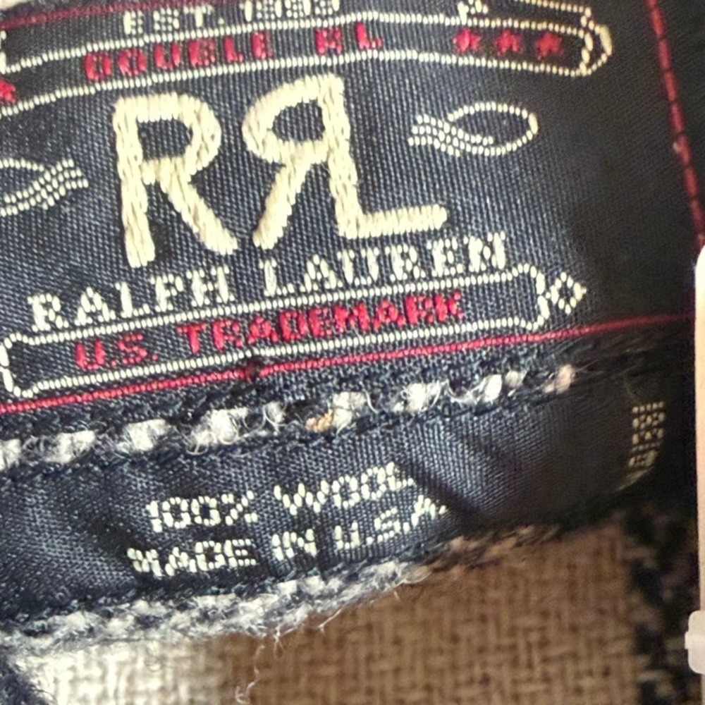 VTG RRL Ralph Lauren Mens XL Wool Buffalo Plaid Work Shirt Black Cream USA NWT - Picture 7 of 12